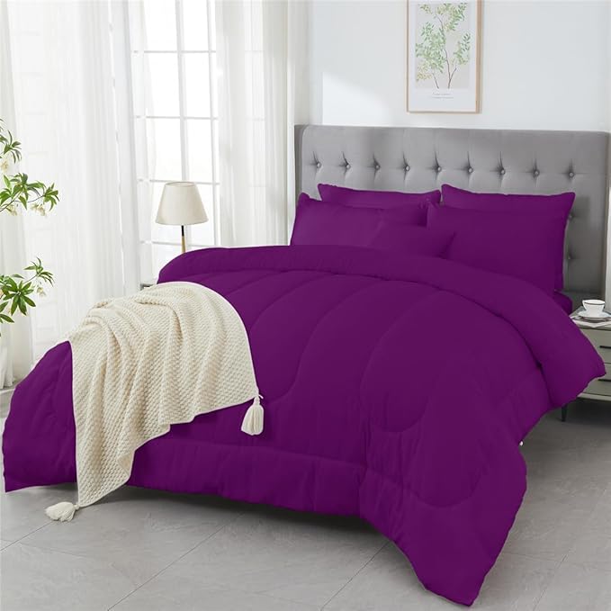 3 Piece Solid Color All Season Bedding Comforter Set Microfiber Soft Lightweight Bedding Set for Kids Teens Adults Room Decor with 1 Comforter and 2 Pillowcases Full