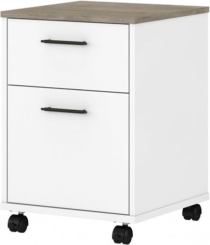 Bush KWF116G2W-03 2-Drawer Mobile File Cabinet Ltr/Lgl Shiplap Gray/Pure White 15.51-Inch