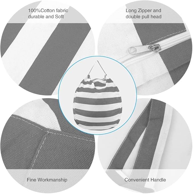 27Inch Stuffed Animal Storage Bean Bag Chairs for Kids Room, Stuff and Sit Storage Bean Bag Cover for Organizing Boys and Girls Plush Toy for Kids—Gray