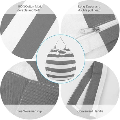 27Inch Stuffed Animal Storage Bean Bag Chairs for Kids Room, Stuff and Sit Storage Bean Bag Cover for Organizing Boys and Girls Plush Toy for Kids—Gray