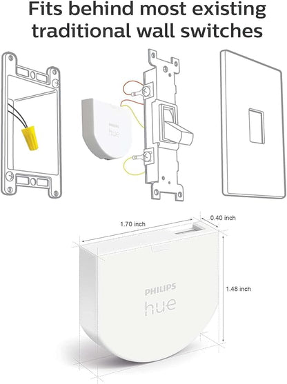 Philips Hue Wall Switch Module, White - 1 Pack - Indoor - Keeps Hue Smart Lights Reachable When Switch is Off - Requires Hue Lights and Hue Bridge
