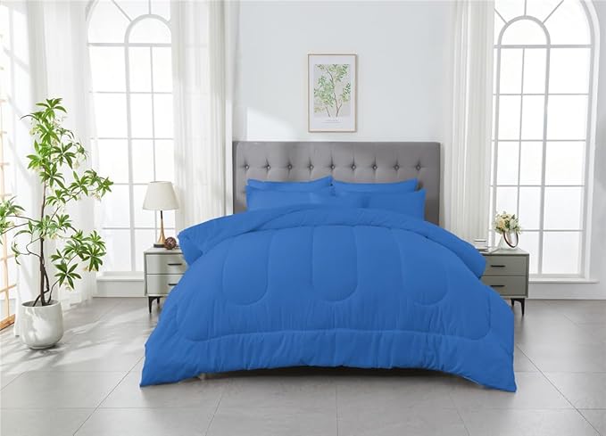 3 Piece Solid Color All Season Bedding Comforter Set Microfiber Soft Lightweight Bedding Set for Kids Teens Adults Room Decor with 1 Comforter and 2 Pillowcases Queen
