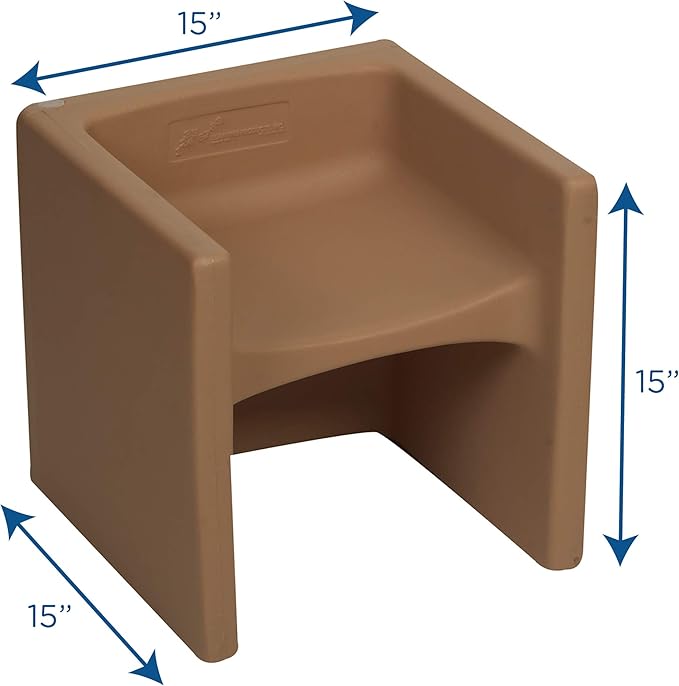 Children's Factory 3-in-1 Cube Chair for Kids, Flexible Seating Classroom Furniture, 1-Pack, Almond