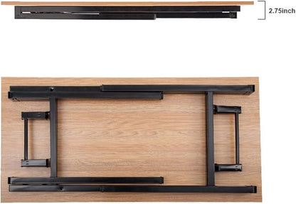 SDHYL 47 inchesNo Assembly Foldable Computer Desk for Home Office Workstation, Study and Writing, Teak Board and White Leg