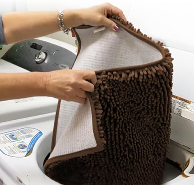 Muddy Mat® Shown on TV – Super Absorbent Microfiber Dog Door Mat for Muddy Paws, Non-Slip Washable Pet Rug, Quick Dry Chenille Entryway Carpet, Machine Washable Indoor Outdoor mat, Brown 72"x48"