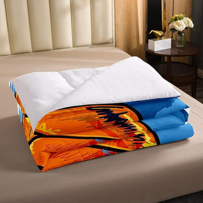 Kids Basketball Comforter Set Full Size Boys Games Sports Theme Duvet Sets Youth Graffiti Tie Dye Bedding Set Basketball Sport Quilted Duvet with 1 Comforter and 2 Pillow Cases Colorful Orange Blue