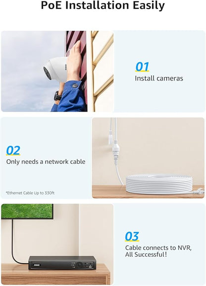 ANNKE 16CH 4K PoE Security Camera System, 12MP H.265+ NVR with 4TB HDD and 8X 4K/8MP IP Wired Cams, AI Human Vehicle Detection, Spotlight Color Night Vision, Built-in Mic, Compatible with Alexa