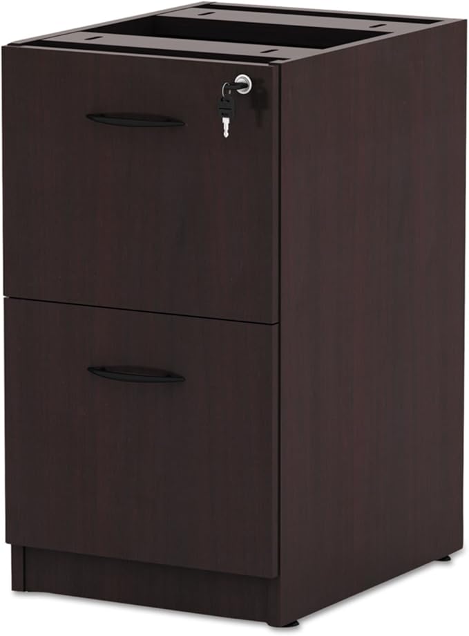 Alera Alera Valencia Series Full Pedestal File, Left Or Right, 2 Legal/Letter-Size File Drawers, Mahogany, 15.63" X 20.5" X 28.5"
