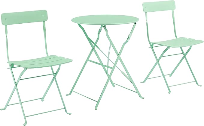 Crosley Furniture CF7390-MN Karlee Retro Metal Indoor/Outdoor 3-Piece Bistro Set with Table and 2 Chairs, Mint
