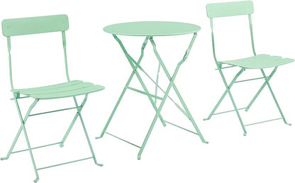 Crosley Furniture CF7390-MN Karlee Retro Metal Indoor/Outdoor 3-Piece Bistro Set with Table and 2 Chairs, Mint