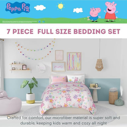 Franco Peppa Pig Kids Bedding Super Soft Comforter and Sheet Set with Sham, 7 Piece Full Size, (Officially Licensed Product)