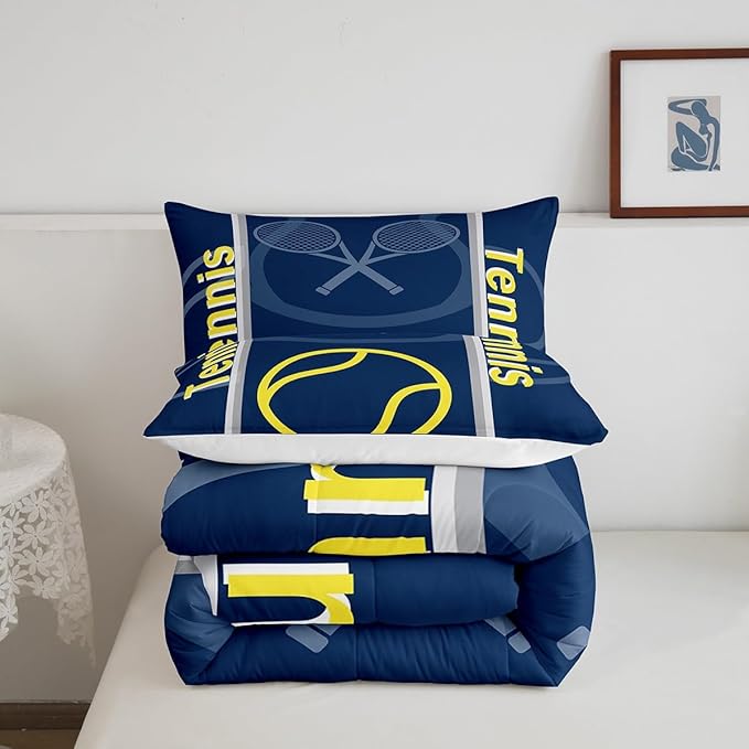 Feelyou Kids Tennis Comforter Set Twin Size Tennis Sports Bedding Set for Boys Girls Teens Bedroom Decor Tennis Gaming Comforter Women Men Tennis Lovers Duvet Set with 1 Pillow Case