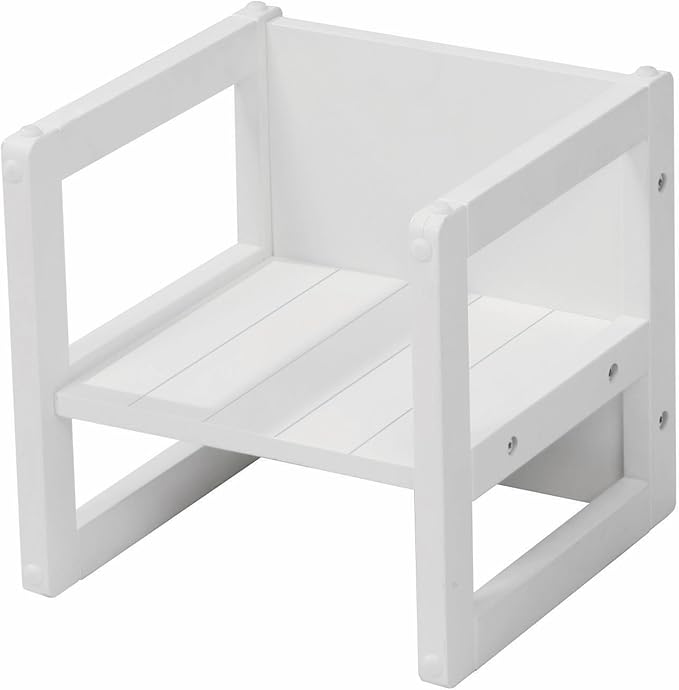Roba: Country-Farmhouse Chair: White Wood - Chic Children’s Chair, Adjustable Seat Height, Converts Into A Table, Toddler & Kids, Ages 2+