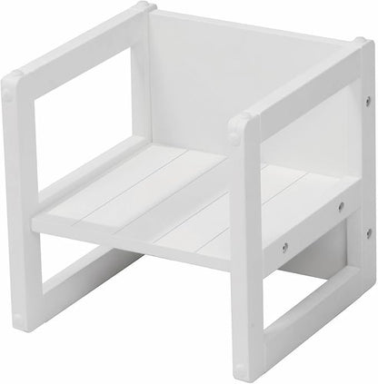 Roba: Country-Farmhouse Chair: White Wood - Chic Children’s Chair, Adjustable Seat Height, Converts Into A Table, Toddler & Kids, Ages 2+