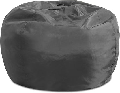 Posh Creations Structured Comfy Seat for Playrooms and Bedrooms, Large Bean Bag Chair, 100in Round Classic Bean Bag, Charcoal Gray