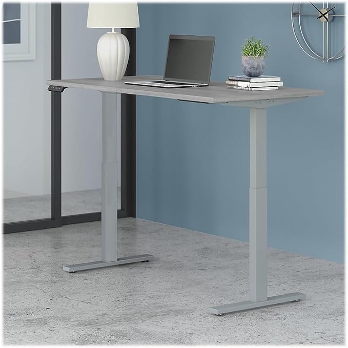 Bush Business Furniture Move 60 Series Electric Ergonomic Sit-Stand Computer Table for Home and Professional Office, 60W x 30D, Platinum Gray