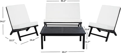SAFAVIEH Outdoor Collection PAT7044 Conversation Set, Black/Beige