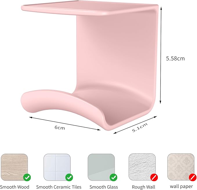 HomeMount Headphone Hook Under Desk - Headphone Holder Under Table, Adhesive Gaming Headphone Stand Hanger Desk Mount for Most Headphone(Pink-2P)