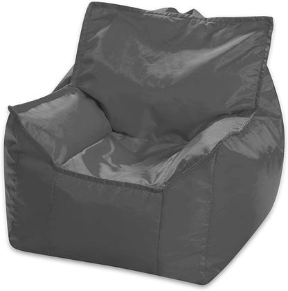 Posh Creations Bean Bag Chair Structured Comfy Seat Use for Gaming, Reading and Watching TV, Newport, Charcoal Gray