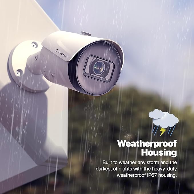 Amcrest 4K (8MP) IP POE Camera, UltraHD Outdoor Bullet, 3840x2160, 98ft NightVision, 125° FOV, IP67, MicroSD (256GB), Human & Vehicle Detection, Tripwire & Intrusion, (IP8M-2496EW-AI-V3)