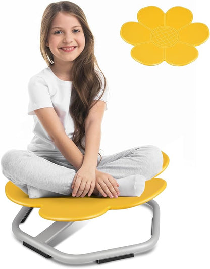 Petal Kids Swivel Chair, Seat and Spinning Chair, Body Coordination Training Chair, Yellow Non Slip Sensory Toys 360° Spinning Chair for Autistic Kids Aged 3+, Improving Toddler's Physical Fitnesss