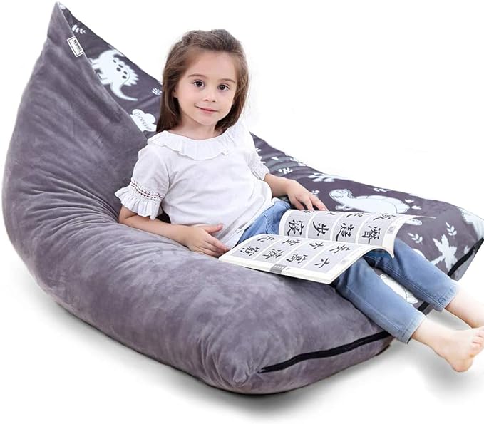 Stuffed Animal Storage Bean Bag Chair Cover | 53" Extra Large Beanbag for Kids and Adults, Plush Toys Holder and Organizer for Boys and Girls | Premium Velvet - Soft & Comfortable (Dinosaurs)
