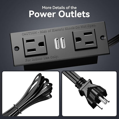 Furologee Charging Station for Black 2 Penson Desk with LED Lights and Monitor Stand