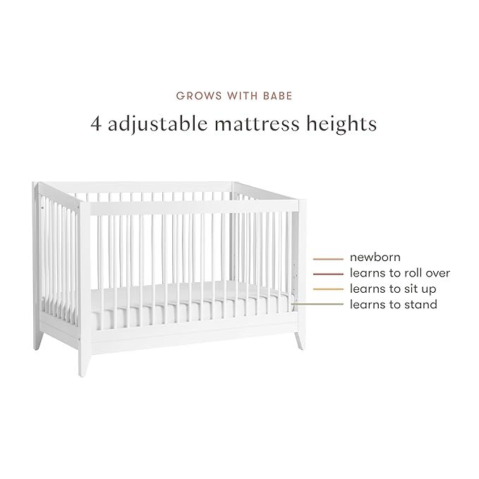Babyletto Sprout 4-in-1 Convertible Crib with Toddler Bed Conversion Kit in White, Greenguard Gold Certified