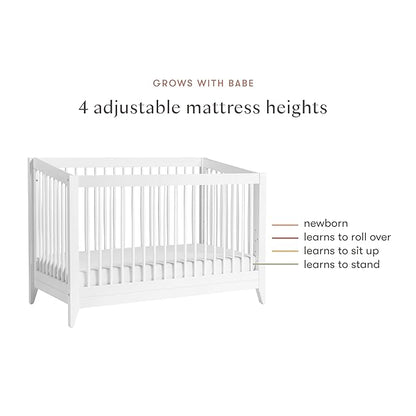 Babyletto Sprout 4-in-1 Convertible Crib with Toddler Bed Conversion Kit in White, Greenguard Gold Certified