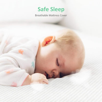 Crib Mattress, Dual Sided Comfort Memory Foam Toddler Bed Mattress, Triple-Layer Breathable Premium Baby Mattress for Infant and Toddler w/Removable Outer Cover - White&Blue