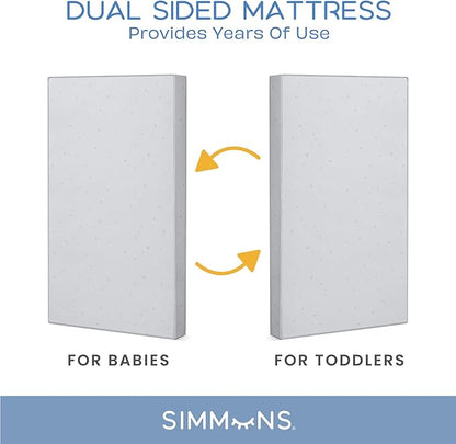 Delta Children Heartland 4-in-1 Convertible Crib, Black + Twinkle Galaxy Crib and Toddler Mattress (Bundle)