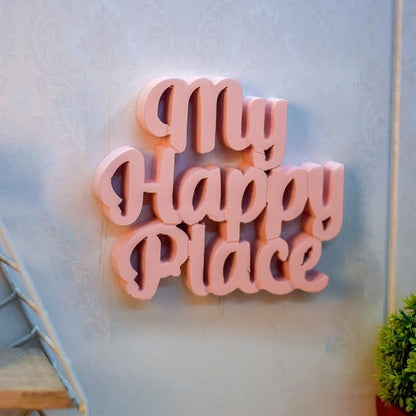 My Happy Place Peach Aesthetic Table Decor - Home, Office Desk, Shelf. Quirky Room Decoration Showpiece, Birthdays, Corporate Gifts, and Inspirational Wall Decor.