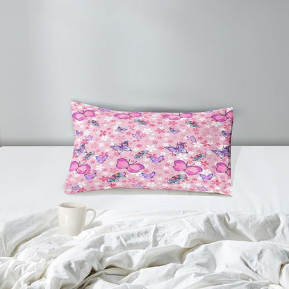 Kids Butterfly Comforter Set - Butterfly Twin Bedding Set Pink Butterflies Prints Bedding Set for Girls Room Cute Princess Bedding Sets for All Season Butterfly Bed Set, 1 Comforter + 1 Pillowcase