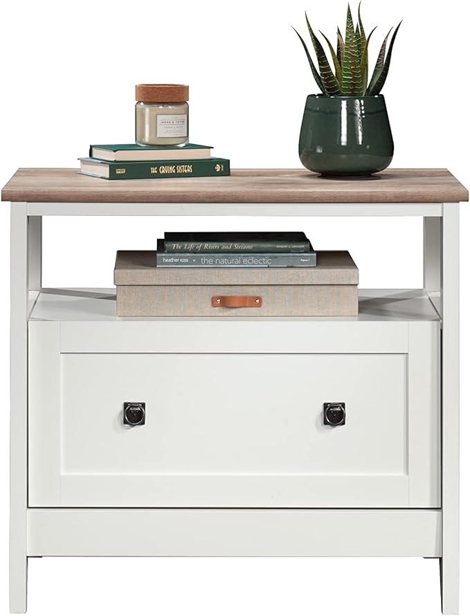 Sauder August Hill Lateral File, L: 19.53" x W: 32.28" x H: 29.25", Soft White Finish