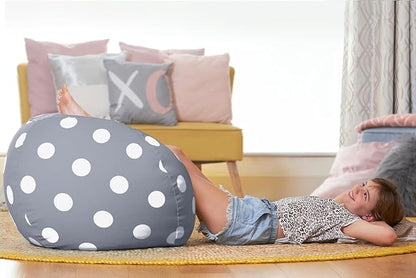 Aubliss Stuffed Animal Bean Bag Storage Chair (Grey Dot, X-Large (48''))