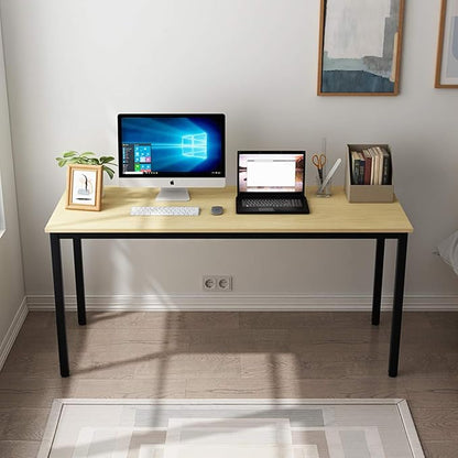 SDHYL 63 inches Modern Computer Desk X-Large Computer Desk for Studio Table, Home Office Desk/Workstation, Dining Table, Meeting Desk, Large Study Desk, Oak, S7-GCP2AC3-160TB