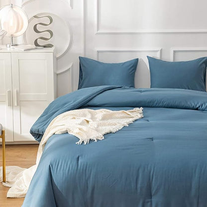 Lake Blue Comforter Set Full Solid Blue Bedding Quilt Set Boys Bright Blue Blanket Set for Kids Teens Adult Lightweight Breathable Durable Royal Blue Comforter Set Women Bed Comforter Set