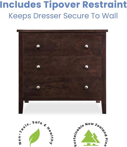 Delta Children Campbell 3 Drawer Dresser, Walnut Espresso