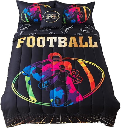 ADASMILE A & S Football Comforter Set Twin for Boys Kids American Football Bedding Set Sports Football Player Comforter with Football Sheets Twin Bed in A Bag Rugby Comforter Sets for Kids Home Decor