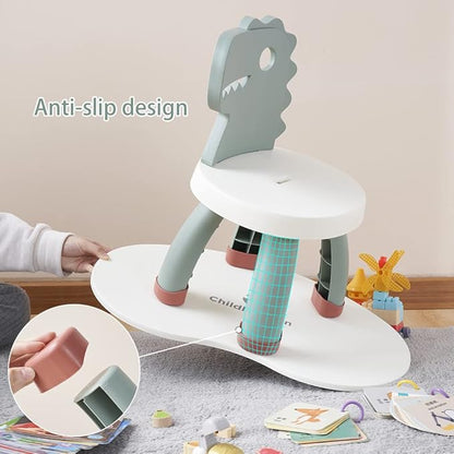Toddler Chair,Plastic Kids Dino Chair,Sturdy Durable and Lightweight Toddler's Activity Chairs,Anti-Slip Ergonomic Design kids step stool,Indoor or Outdoor Use for Boys Girls Aged 1+ (Green)