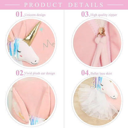 Pink Unicorn Bean Bag Chair for Girls Room Decorations, Toy Storage Beanbag Chairs, Velvet Fabric Super Soft, Extra Large Size Cover Only