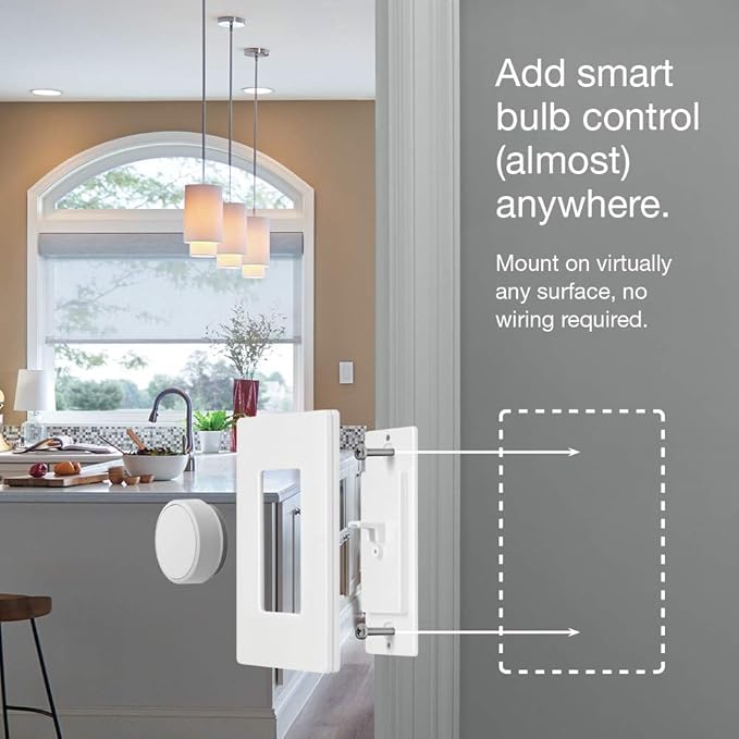 Lutron Aurora Wallplate Bracket For Paddle/Decorator Switch | For use with Aurora Smart Bulb Dimmer | L-AWALL1-WH | White