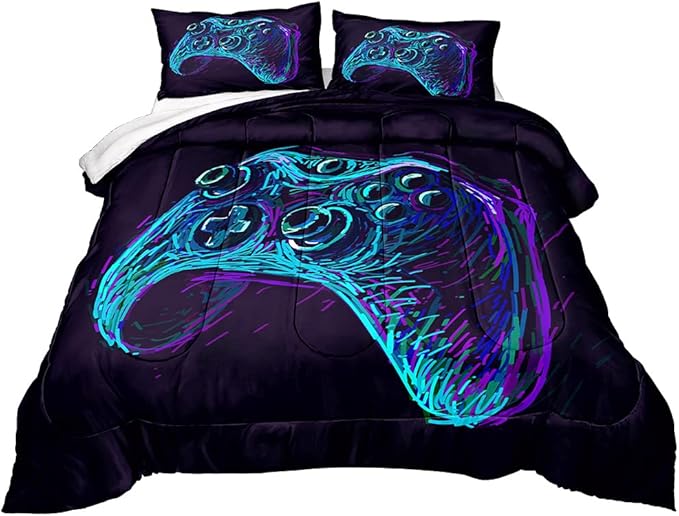 Gaming Comforter for Boys Teen,Game Contoller Bedding Set for Boys Kids,Down Alternative Comforter for All Season,Gamer Home Decor for Boys Comforter Set (Comforter-Game35, Full)
