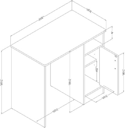 South Shore Small Computer Desk with Door, Pure Black
