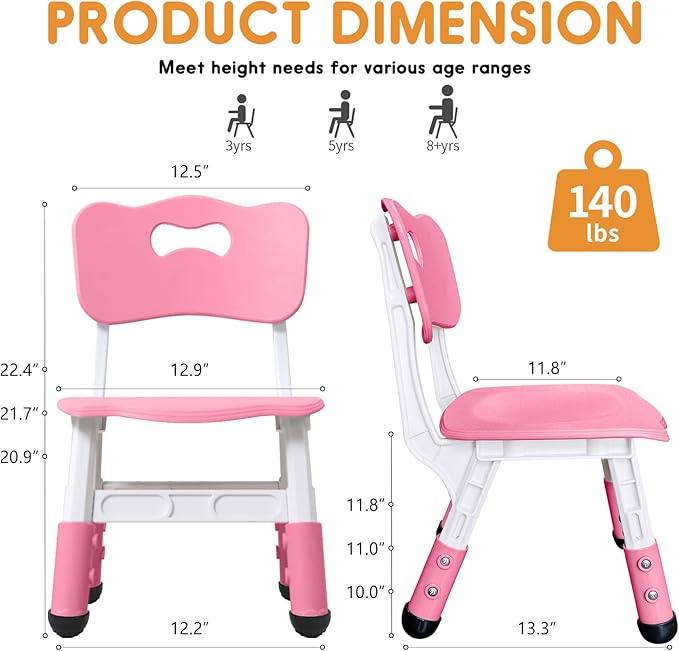 kids chair adjustable height Children chairs suitable for Children age 2-8 with foot covers for home classroom kindergarten and children's venues two-pack