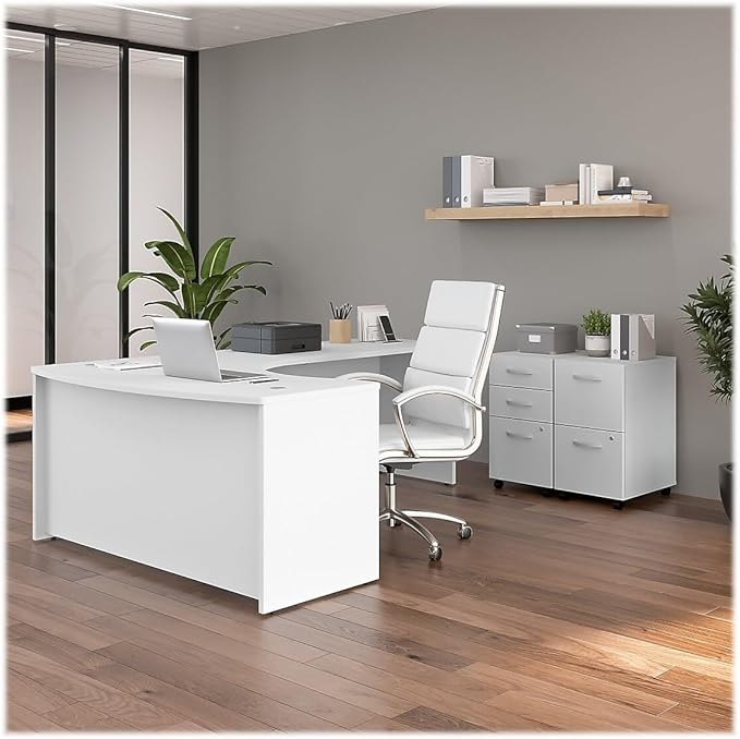 Bush Business Furniture Studio C 60W x 43D Right Hand L-Bow Desk Shell in White