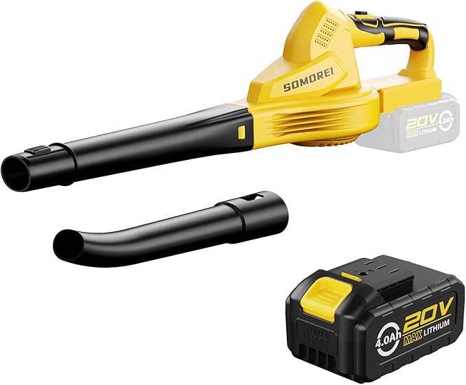 Cordless Leaf Blower Battery Powered: 20V Electric Leaf Blower with Charger and 4.0Ah Battery - Lightweight Small Blower Battery Operated for Driveway | Patio | Garage