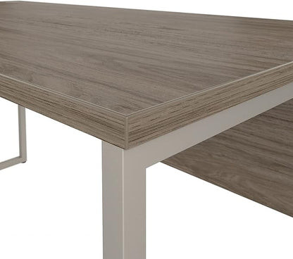 Bush Business Furniture Hybrid 60-inch W L-Shaped Table Desk with Metal Legs, Modern Hickory (HYB027MH)