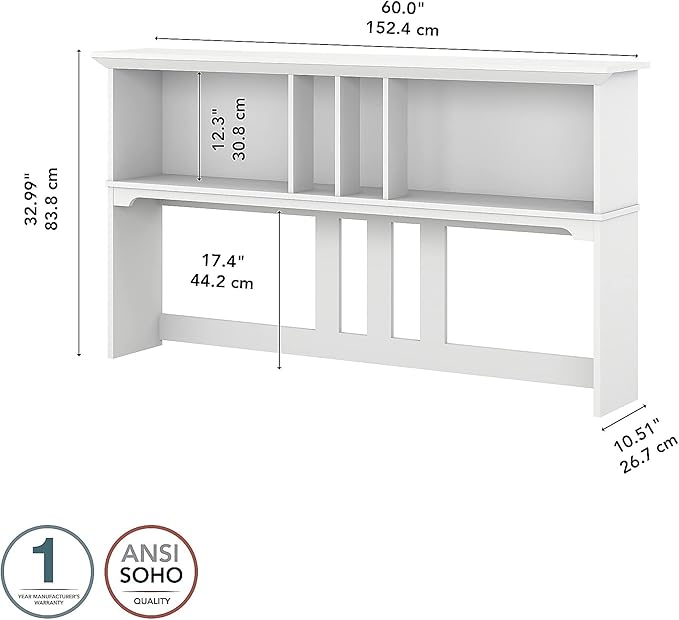 Salinas Casual Hutch for L-Shaped Desk, Pure White