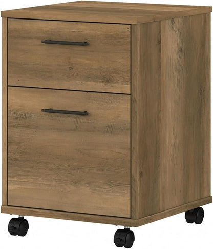 Bush Furniture Key West 2 Drawer Rolling File Cabinet in Reclaimed Pine Mobile Organization for Home Office Small Under Desk Storage on Wheels